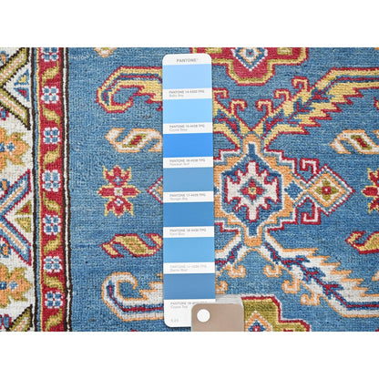 2'9"X11'2" Blue Kazak Hand Knotted Soft Wool Runner Oriental Rug