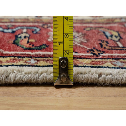 2'6"X16'1" Ivory Wool Heris Re-Creation Motifs Hand Knotted Xl Runner Rug