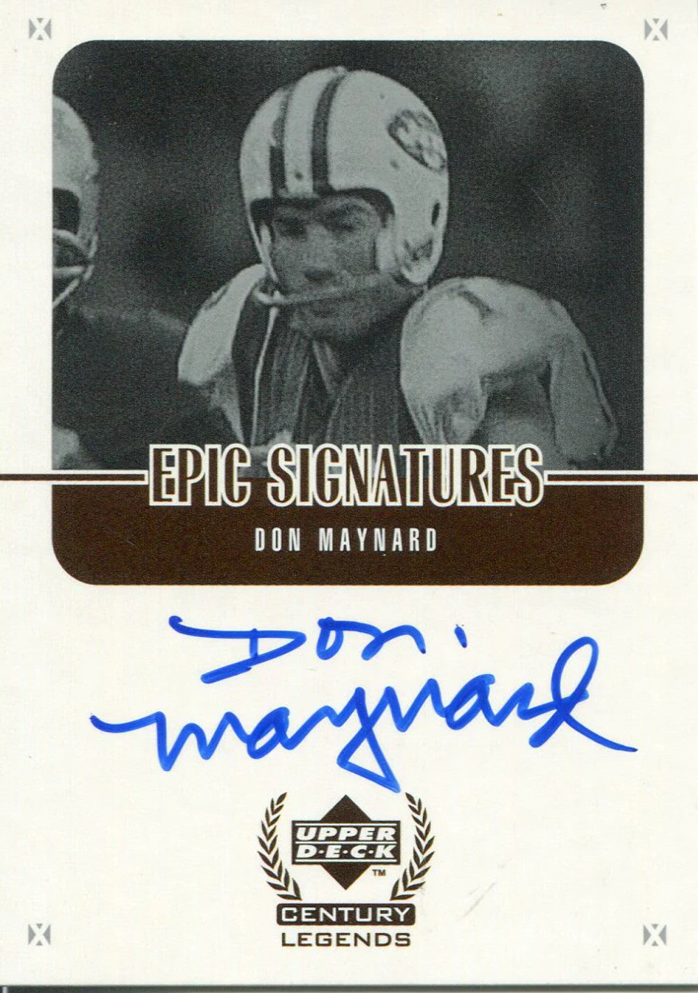 Don Maynard Autographed 1999 Upper Deck Epic Signatures Card