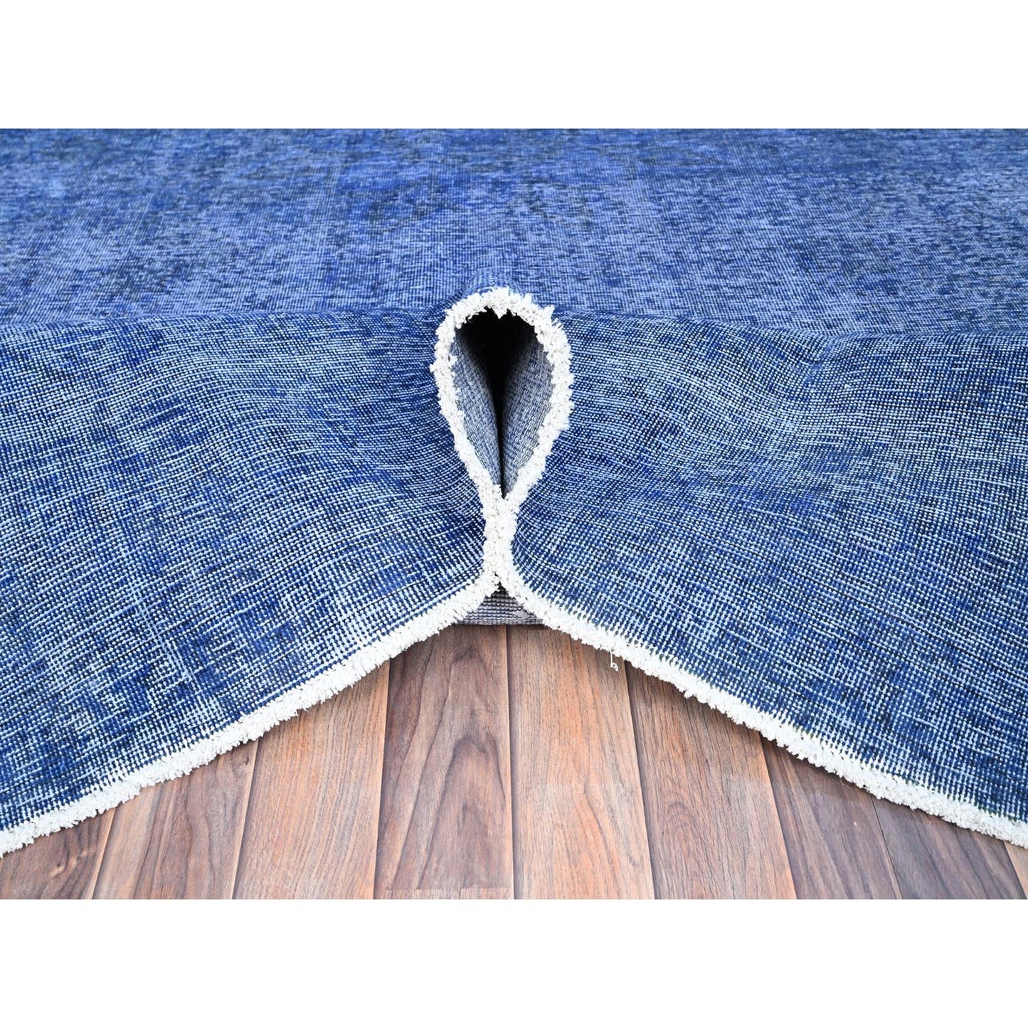 10'X12'7" Blue Hand Knotted Vintage Zoroastrian Tebraz Wool Oriental Rug