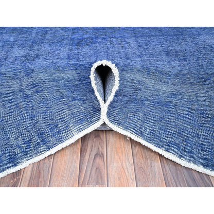 10'X12'7" Blue Hand Knotted Vintage Zoroastrian Tebraz Wool Oriental Rug