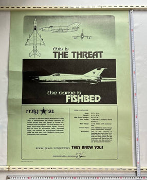 Vintage Us Military Poster Mig-21 Fishbed Soviet Jet Fighter Cold War Mcdonnell