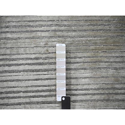 10'X14' Taupe Modern Textured Design Wool & Silk Hand Loomed Oriental Rug