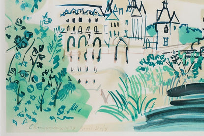 Raoul Dufy Lithograph Print "Chenonceaux" Signed 1937 Spadem Paris 1967