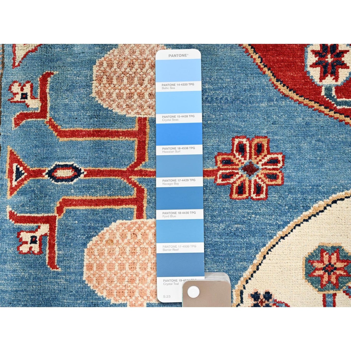 8'X9'9" Fjord Blue Afghan Special Kazak Pure Wool Hand Knotted Oriental Rug