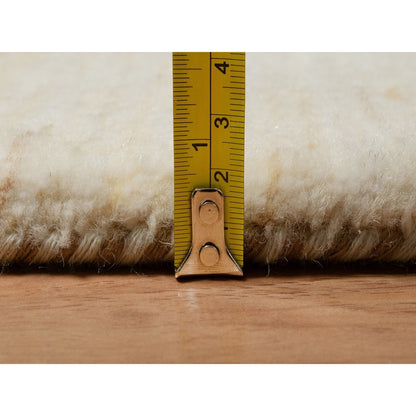 2'4"X11'6" White Lori Buft Pure Wool Plain Design Hand Knotted Runner Rug