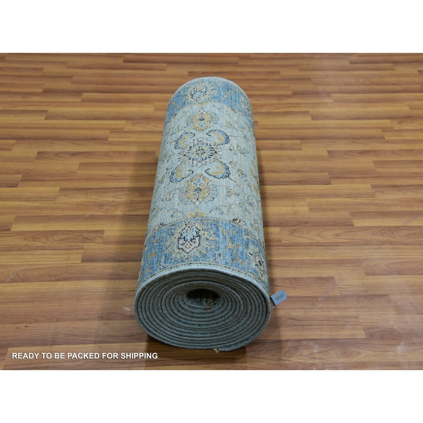 2'8"X24'1" Blue Wool Shah Abbas Floral Design Hand Knotted Xl Runner Rug