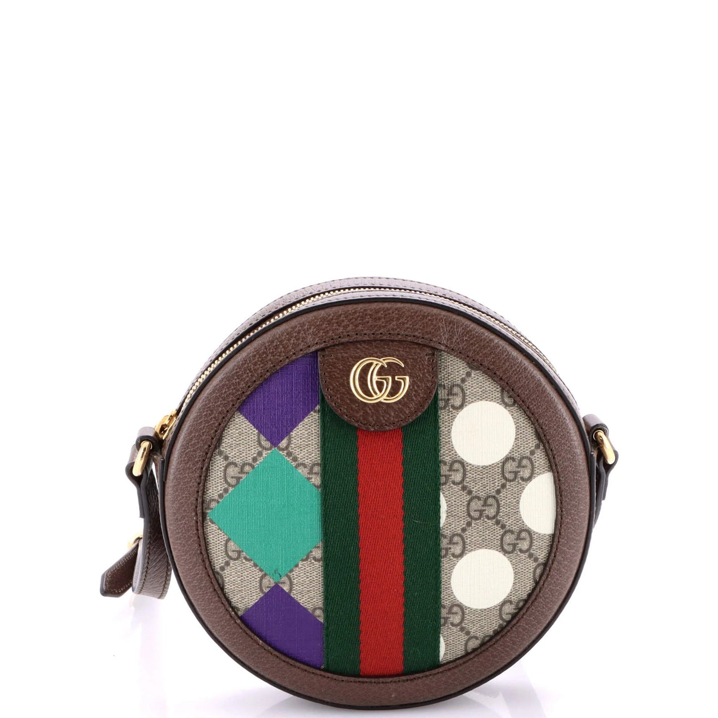 Gucci Ophidia Round Shoulder Bag Printed Gg Coated Canvas Mini