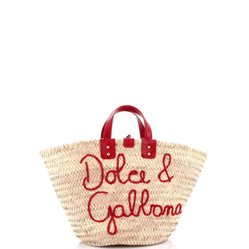 Dolce & Gabbana Kendra Logo Basket Bag Embroidered Straw