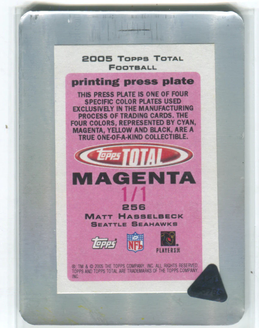 2005 Topps Total Magenta 1/1 #256 Matt Hasselbeck Card