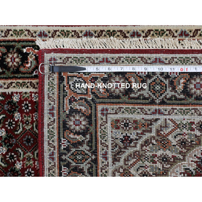 2'8"X10'2" Red Tebraz Mahi Fish Design Hand Knotted Runner Rug