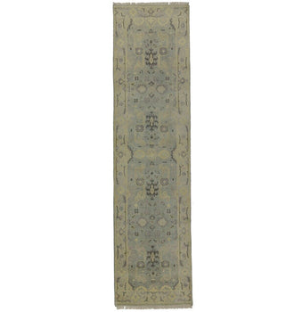 Muted Floral Design Oushak Chobi Runner Rug