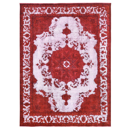 8'1"X11' Barn Red Overdyed Zoroastrian Tebraz Pure Wool Hand Knotted Rug