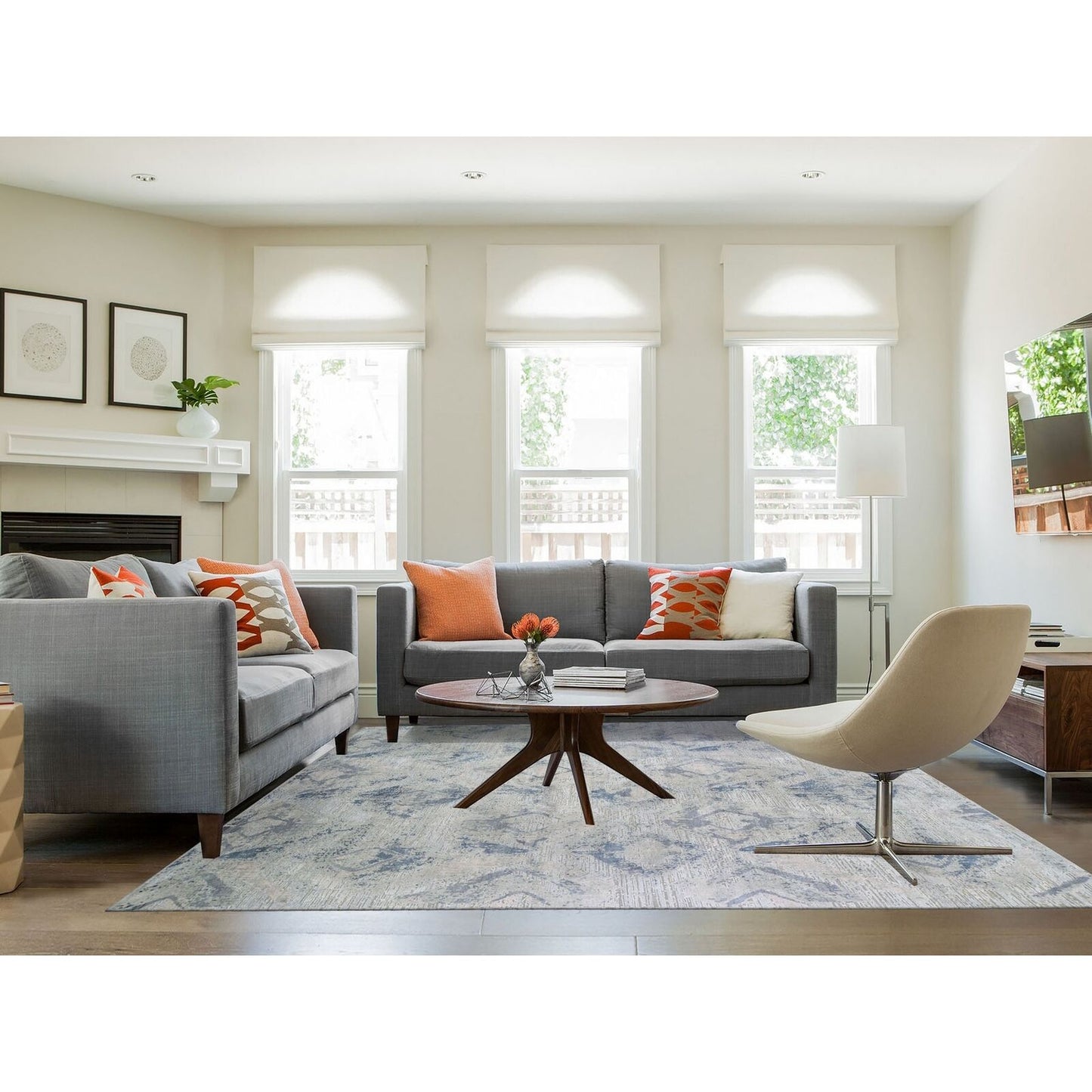 10'X14'3" Large Elements Pastels Modern Silk & Textured Wool Handmade Rug