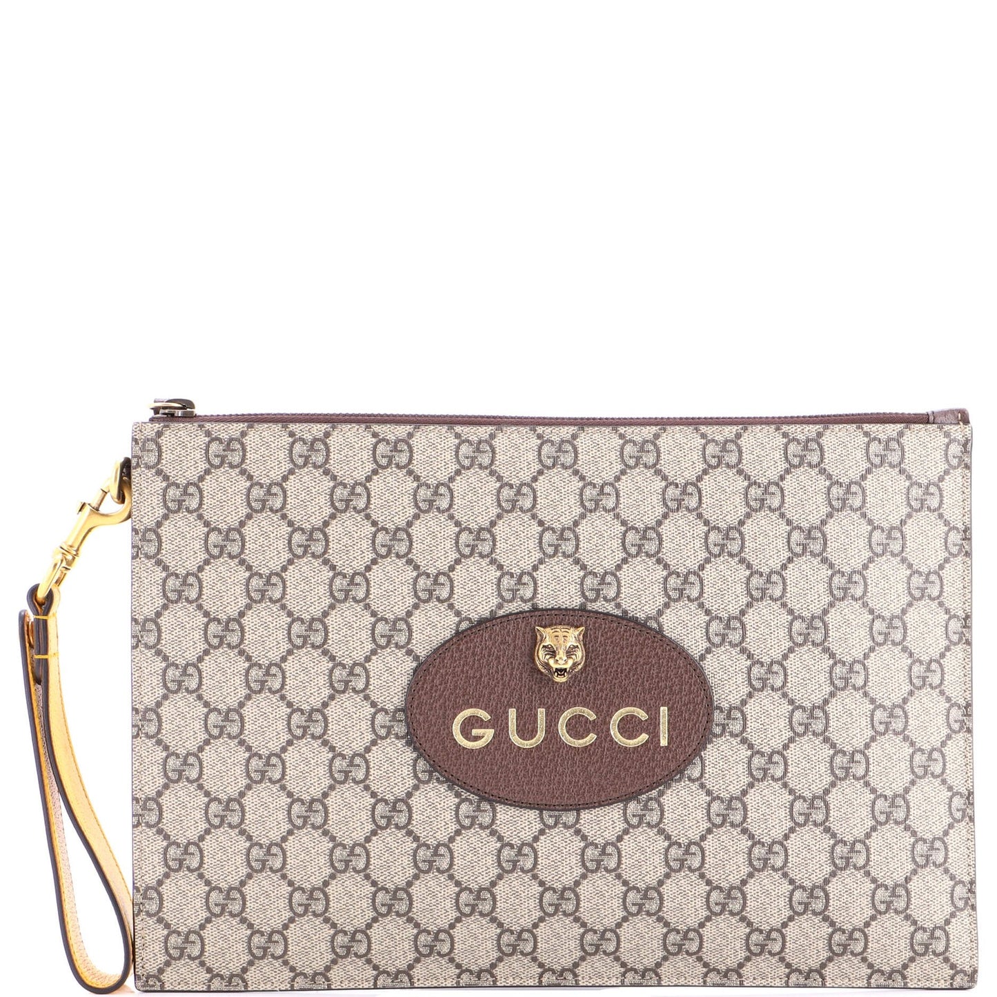 Gucci Neo Vintage Wristlet Pouch Gg Coated Canvas