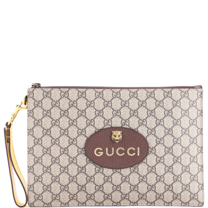 Gucci Neo Vintage Wristlet Pouch Gg Coated Canvas