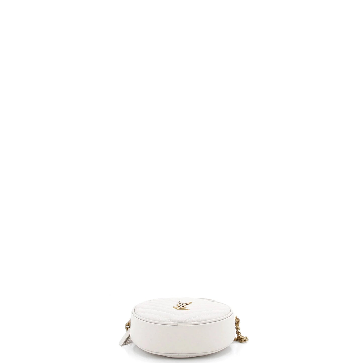 Saint Laurent Vinyle Round Camera Bag Matelasse Chevron Leather