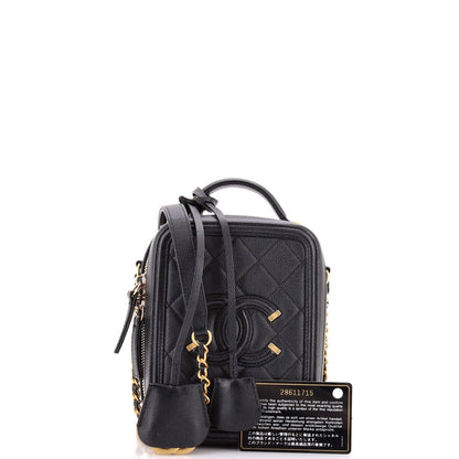 Chanel Filigree Vertical Vanity Case Quilted Caviar