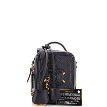 Chanel Filigree Vertical Vanity Case Quilted Caviar