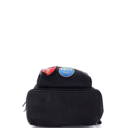 Saint Laurent City Backpack Patch Embellished Canvas Medium