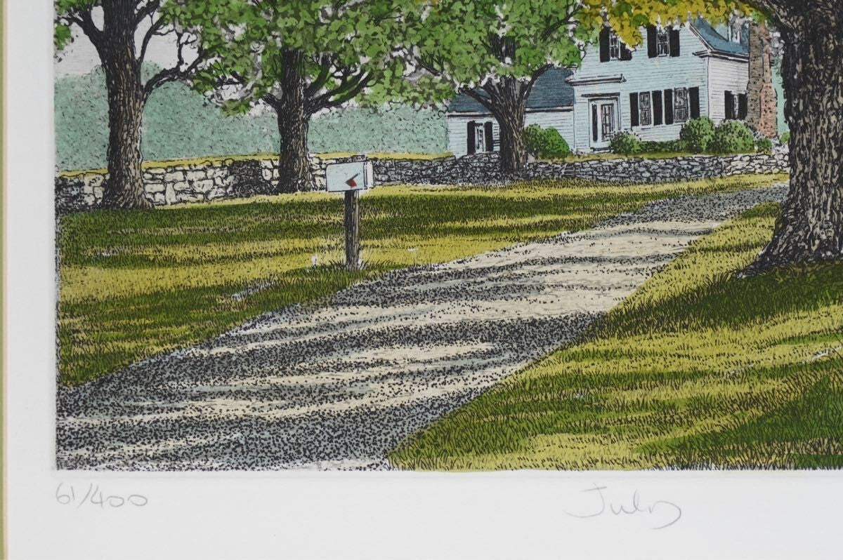 Carol Collette Original Hand-Colored Etching Print "July" Signed Framed Usa