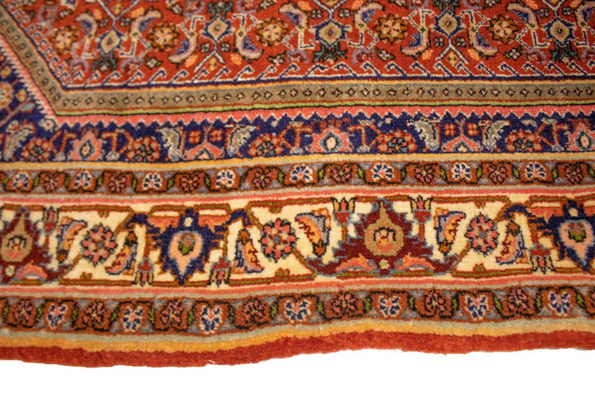 Handmade Vintage Oriental Rug 4X5 Ft Rust Orange