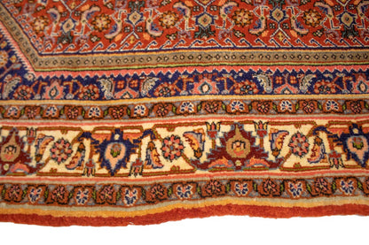 Handmade Vintage Oriental Rug 4X5 Ft Rust Orange