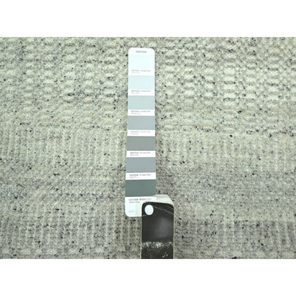 2'7"X10'3" Gray Hand Knotted Rug Wool Oxidized Grass Design Runner
