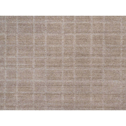 8'3"X9'10" Beaver Brown Hand Loomed Modern Erased Box Design All Wool Rug