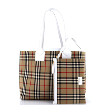 Burberry London Tote Vintage Check Canvas Small