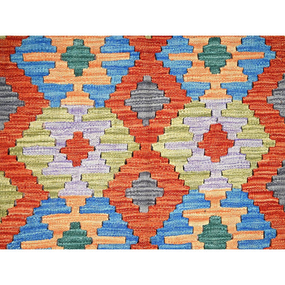 5'X6'4" Colorful Afghan Kilim Flat Weave Hand Woven Wool Reversible Rug