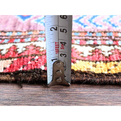 4'3"X5'7" Blue Afghan Caucasian Design Revival Hand Knotted Soft Wool Rug