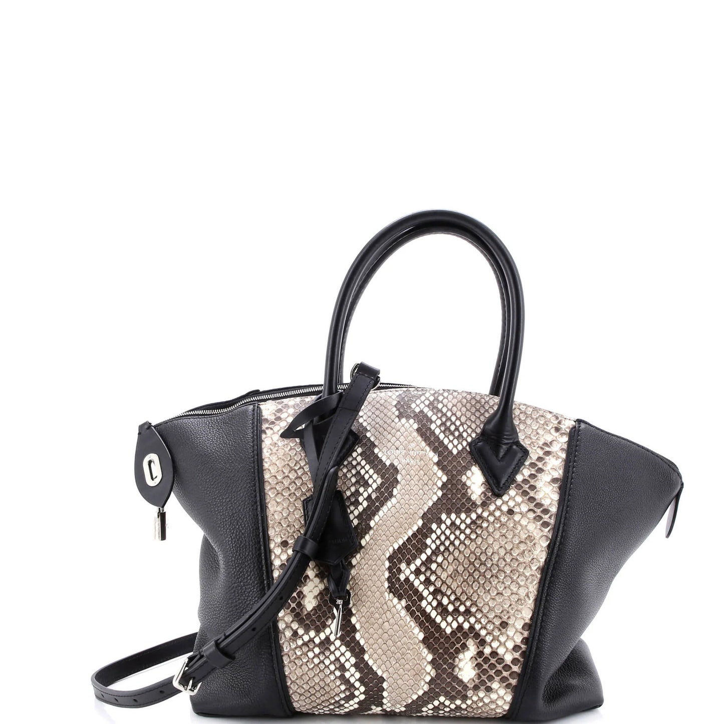 Louis Vuitton Soft Lockit Handbag Leather And Python Pm