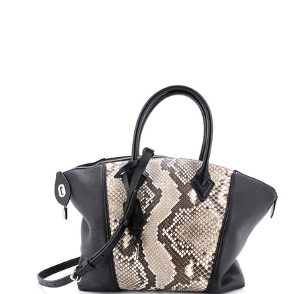 Louis Vuitton Soft Lockit Handbag Leather And Python Pm