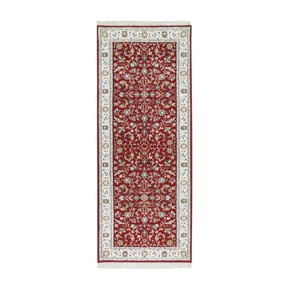 2'8"X6'8" Red 250 Kpsi Pure Wool Hand Knotted Nain Design Runner Rug