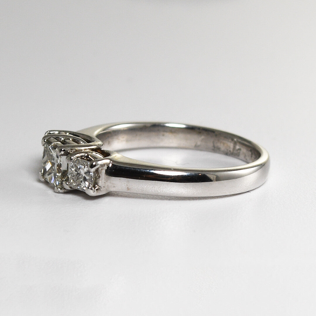 14K White Gold Three-Stone Diamond Engagement