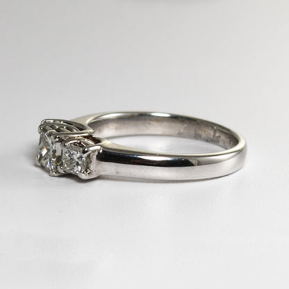 14K White Gold Three-Stone Diamond Engagement