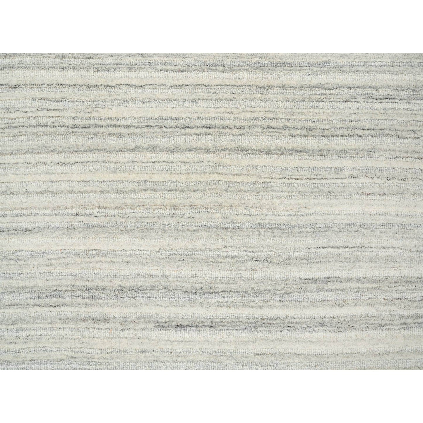 6'1"X6'1" Ivory Hand Loomed Undyed Natural Wool Modern Design Round Rug