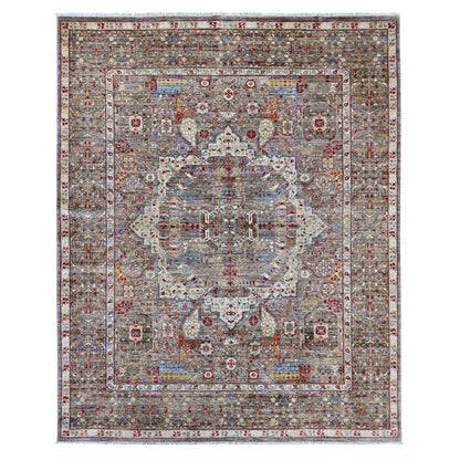 7'10"X9'6" Brown 14Th Century Mamluk Dynasty Design Wool Hand Knotted Rug