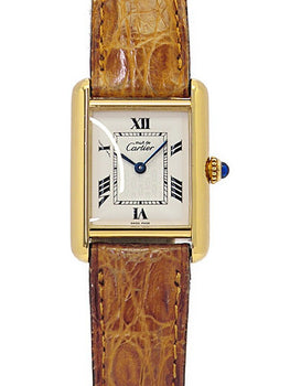 Cartier Mast Tank Vermeil Sm W1013654 White Ladies Used Watch #61023