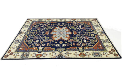 9X12 ft Navy Tribal Heriz Serapi Wool Oriental
