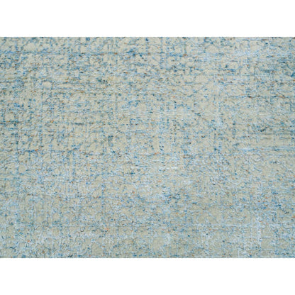 10'X10' Gray Modern Jacquard Hand Loomed Wool And Silk Square Rug