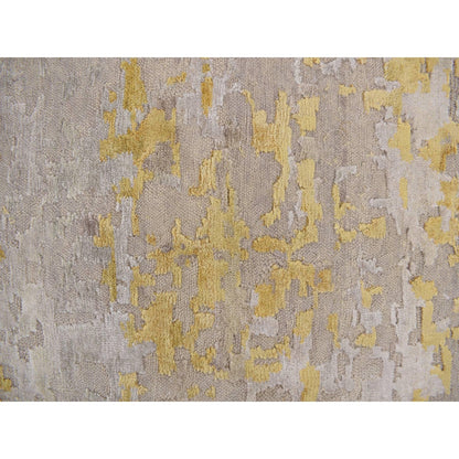 2'7"X11'9" Bone Brown Abstract Design Hand Knotted Runner Oriental Rug