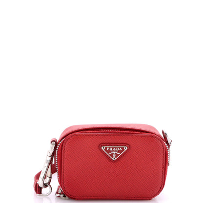 Prada Triangle Logo Pouch Crossbody Bag Saffiano Leather Mini