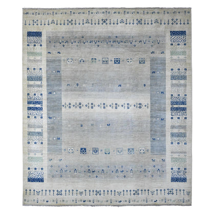 8'3"X9'7" White Fine Kashkuli Animal Figurines Soft Wool Hand Knotted Rug