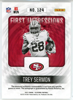 Trey Sermon Autographed 2021 Panini Illusions First Impressions Rookie Patch Car