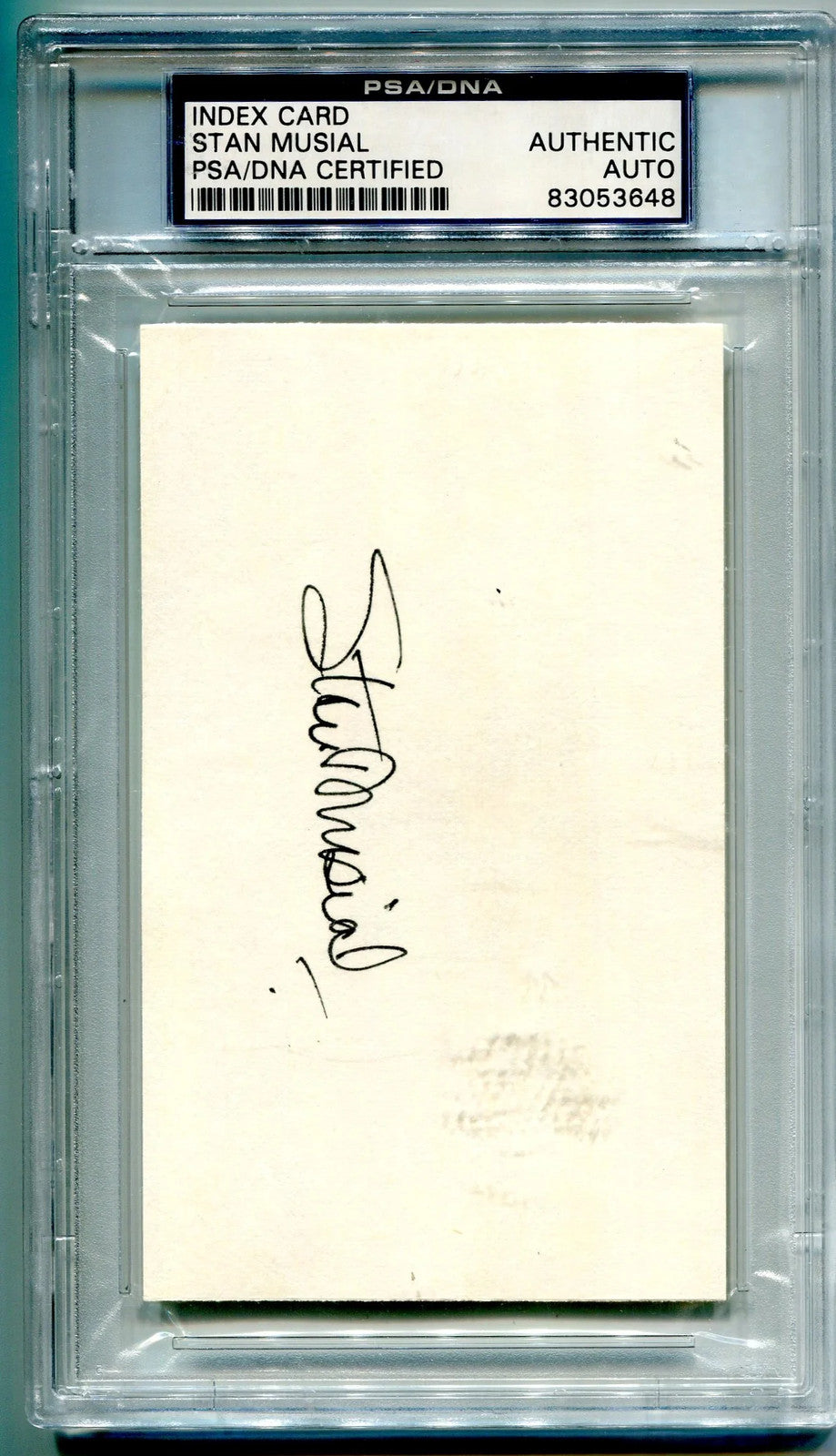 Stan Musial Autographed Index Card (Psa/Dna)