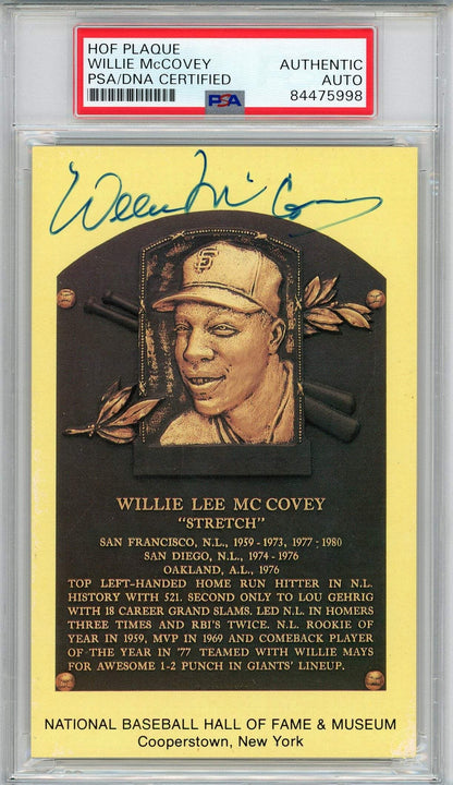 Willie Mccovey Autographed Hall Of Fame Plaque Card (Psa)
