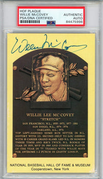 Willie Mccovey Autographed Hall Of Fame Plaque Card (Psa)