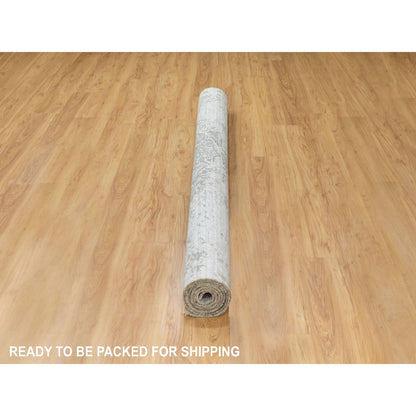 6'X9' Grey Broken Farsian Design Wool And Silk Hand Knotted Oriental Rug